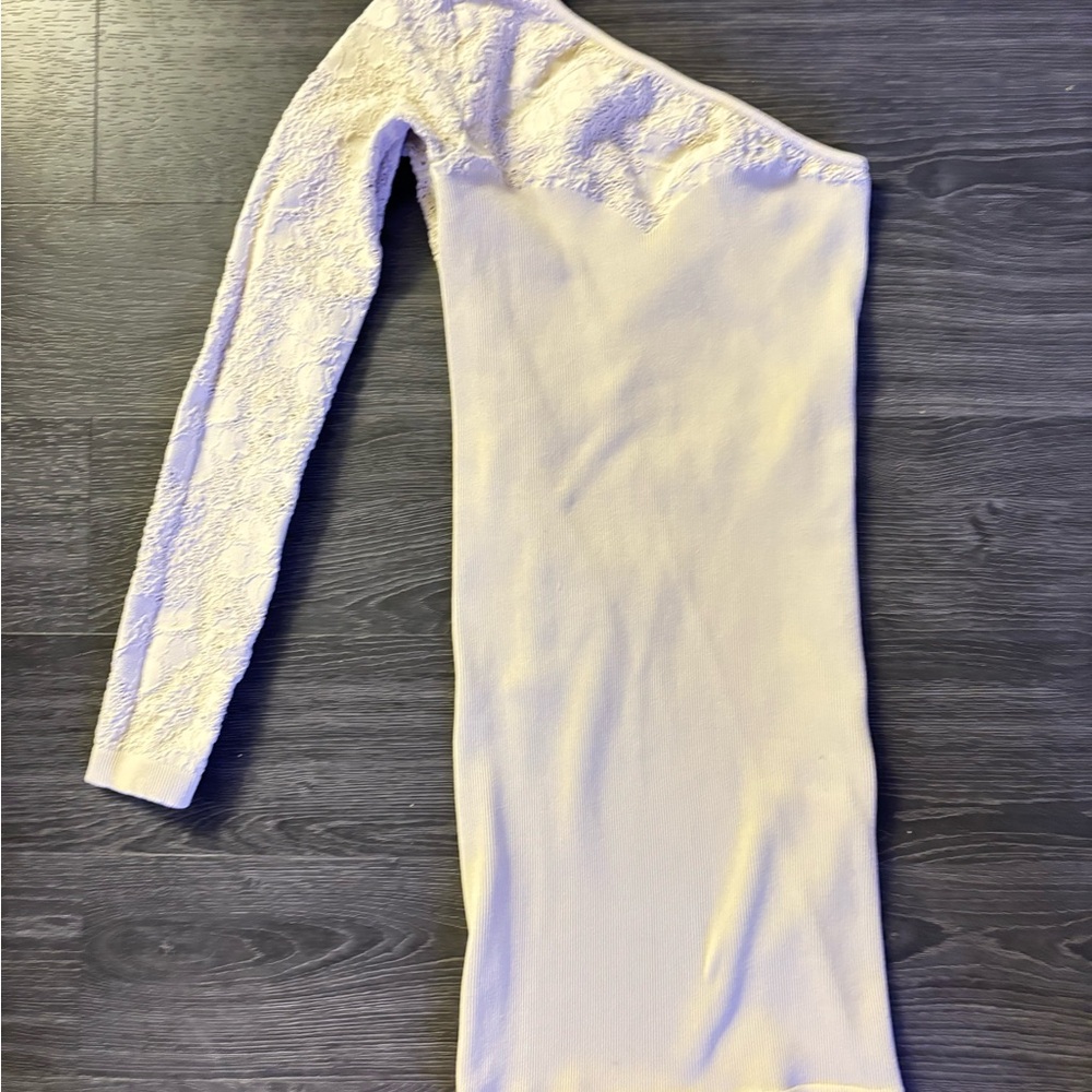 BCBG Cream One-Shoulder Bodycon Dress for Cocktail